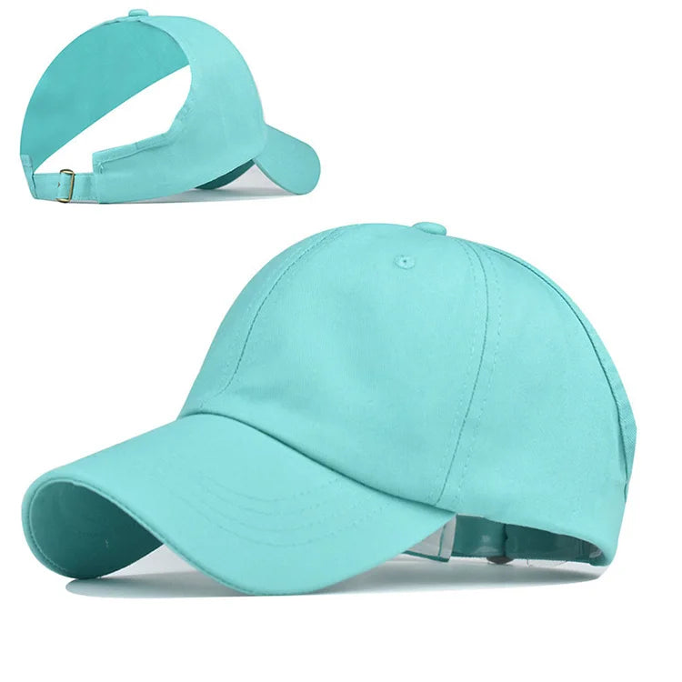 Personality Ponytail Hat Half Cap Sun Protection Solid Color Summer Outdoor Sports Washed Cloth Baseball Cap