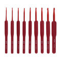 Hot Sale High-quality Red Knitting and Crochet Set with Aluminum Crochet Needles Hook 9 Pieces for Hand Sewing