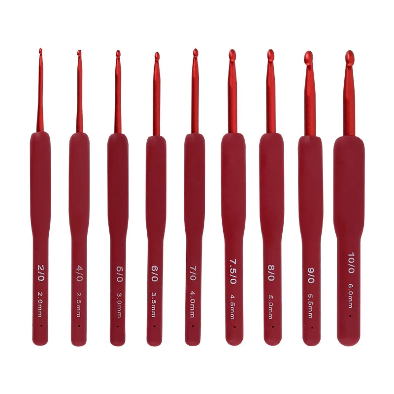 Hot Sale High-quality Red Knitting and Crochet Set with Aluminum Crochet Needles Hook 9 Pieces for Hand Sewing