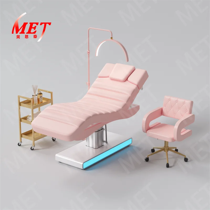 New Salon Beauty Bed Single Column with Light Electric Lifting Three-motor Massage Bed