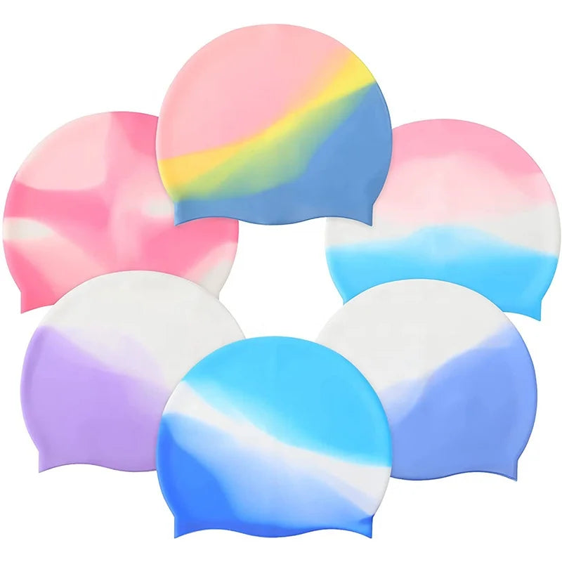 Comfortable Fit Printed Swimming Cap for Kids Long Short Hair Waterproof Swim Hat for Boys Girls Soft Silicone Pool Head