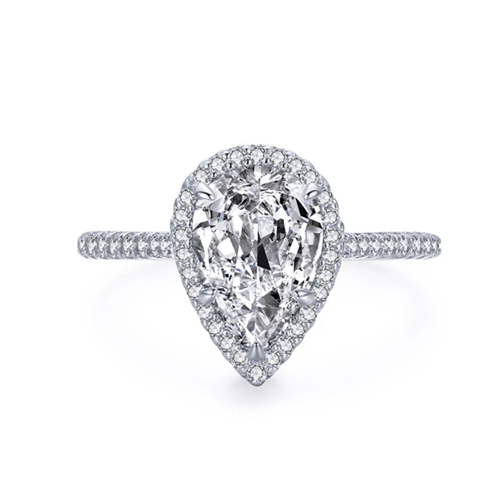 Trendy 925 Sterling Silver Ring Cubic Zircon S925 Silver Shiny Diamond Stone Wedding and Engagement Rings for Women
