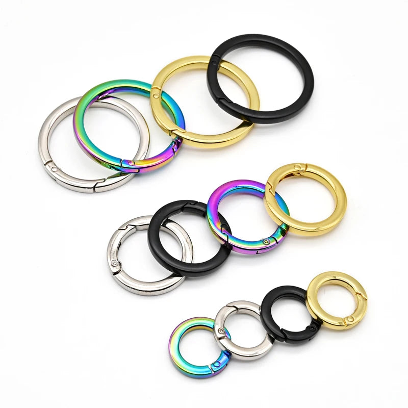 Metal O Spring Ring Clasps Openable Round Carabiner Keychain Hook Connector for Bag Buckles
