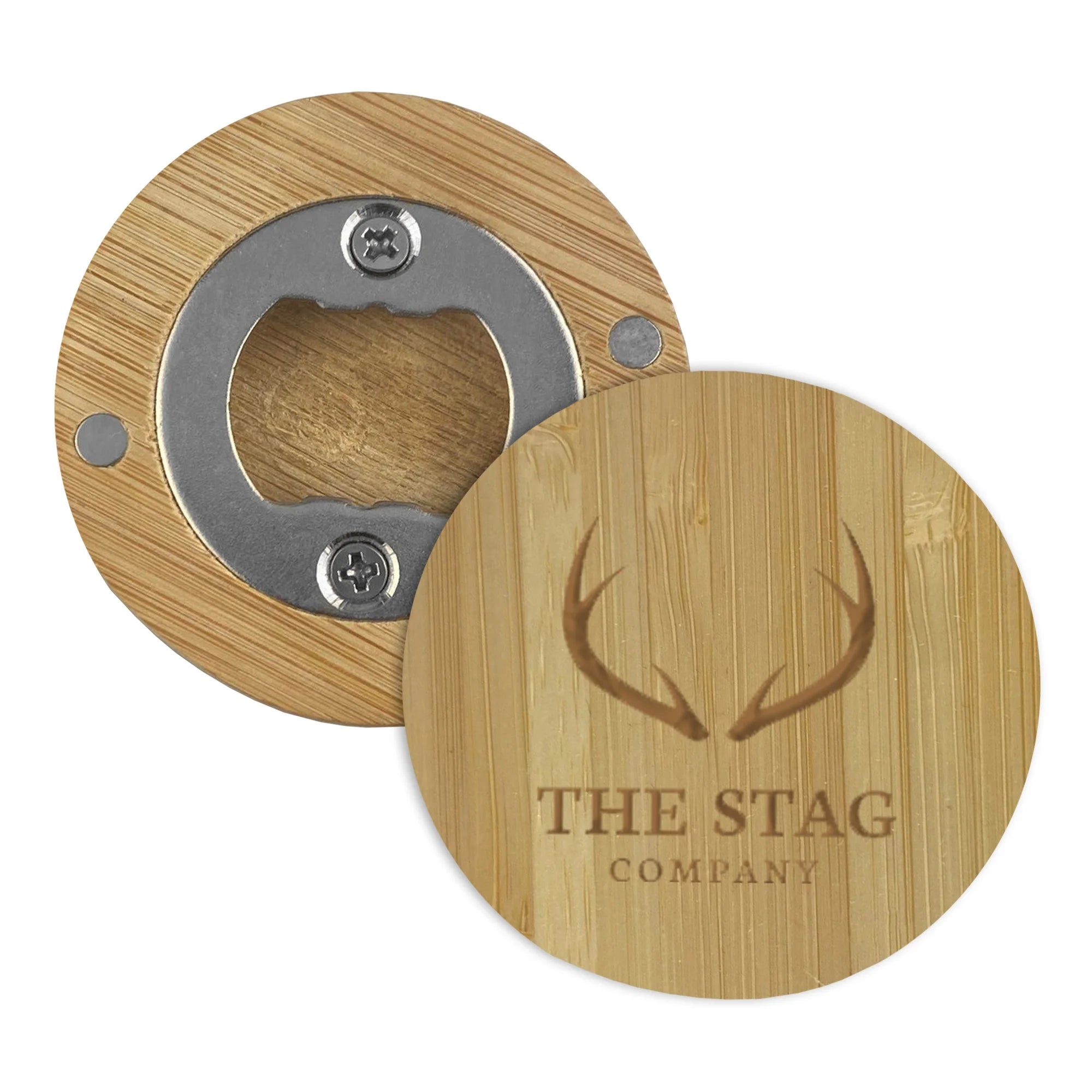 Eco-friendly Sustainably Sourced Bamboo with Two Fridge Magnets on Back Promotional Gifts BBO001 Bamboo Bottle Opener in Stock