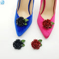 Exquisite Rose Flower Detachable Shoe Clip Black Red Enamel Metal Shoe Buckle for Women High Heels Sandal Decoration Accessories
