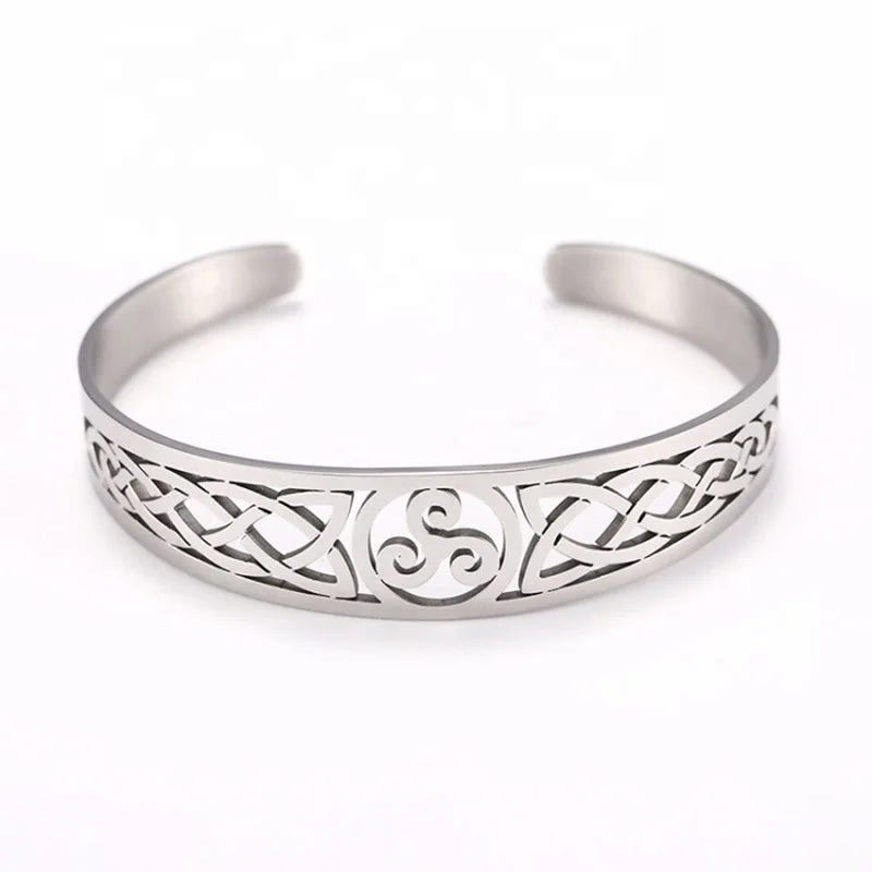 Vintage Stainless Steel Witch Knot Bracelet Hollow Wiccan Celtic Bangle Talisman Women and Men Fashion Amulet Jewelry Gift
