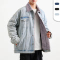 Drop Shipping Denim Jacket Men Winter Plush Warm Crop Top Outer Wearing Jean Jackets Thick Denim Jackets