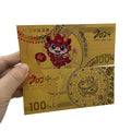 Collection Gift Home Decor China Dragon Zodiac Cartoon 24k Gold Plated Foil Banknote Dragon Card