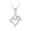 Freshwater Button Pearl Pendant Women Necklace Rhodium Mount 925 Silver Pendant Findings for Pearls