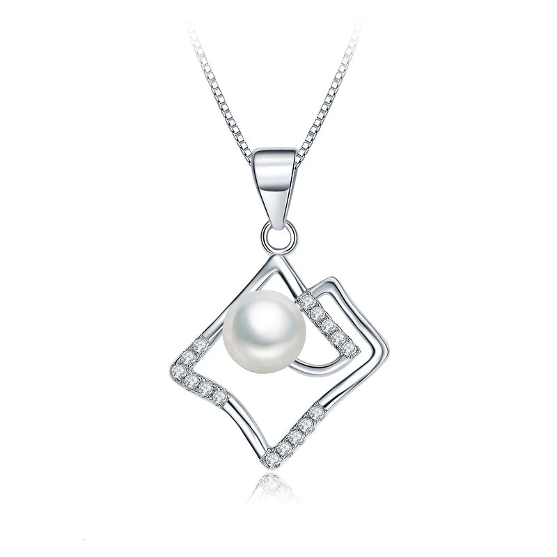 Freshwater Button Pearl Pendant Women Necklace Rhodium Mount 925 Silver Pendant Findings for Pearls