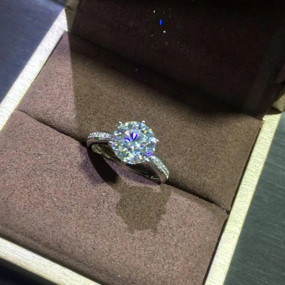 3 Carat Diamond Test Past Brilliant Cut D Color Moissanite Ring Silver 925 Engagement Gemstone Rings for Women Luxury Jewelry