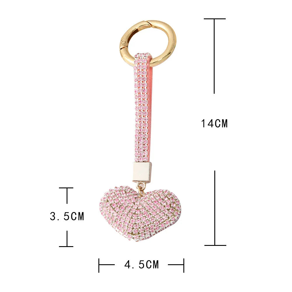 Lovers Key Rings Gift Bling Crystal Rhinestone Couples Key Chains Fashion Peach Heart Shape Keychain Full Diamond Heart Keychain