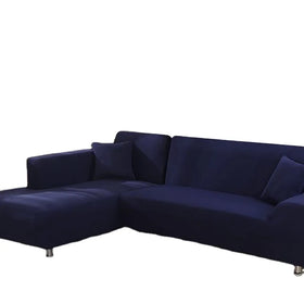 2 PCS Plain L Shape Sectional Sofa Covers Stretch Fabric Solid Color Elastic Anti-ash Decor Resistant Slipcover