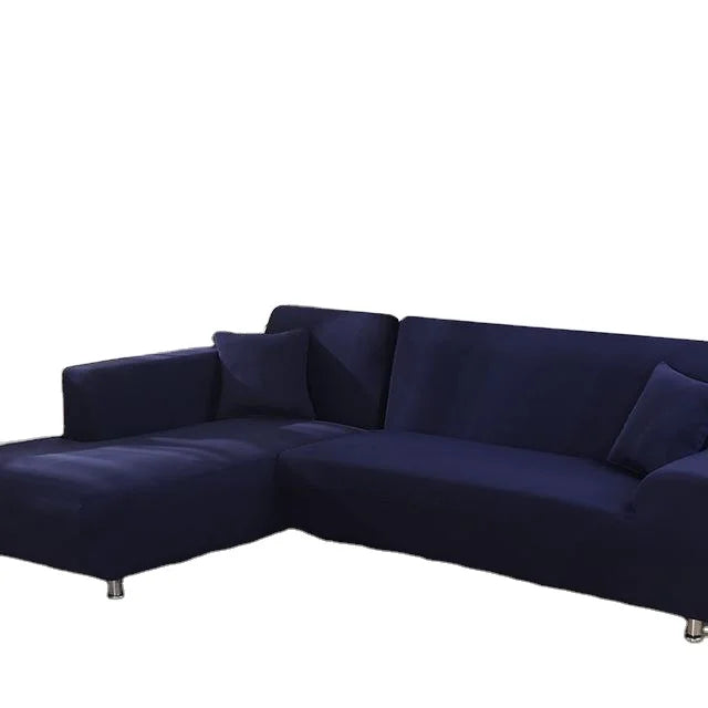 2 PCS Plain L Shape Sectional Sofa Covers Stretch Fabric Solid Color Elastic Anti-ash Slipcover Customized Color & Size MegaBDM