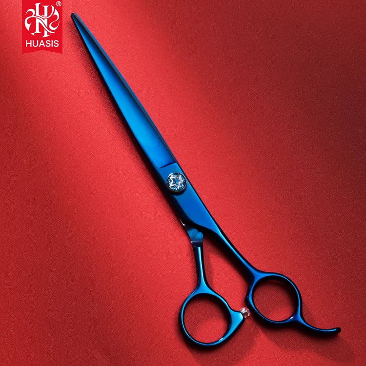 7.5inch Big Size Blue Titanium Coating Stainless Steel Eco-Friendly Dog Scissors Diamond Screw Pet Grooming AR-75LZ