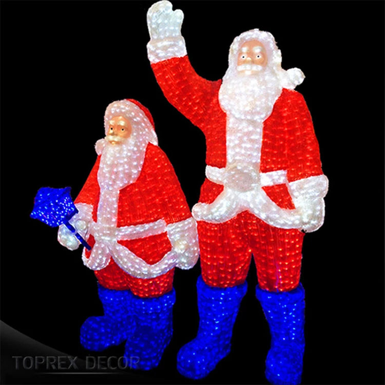 TOPREX 2025 Event Wholesale Life Size 180Cm Standing Santa Claus Decoration Led Sculpture Big Size Santa Claus