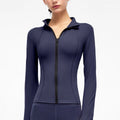 Winter Short Thumb Cuff Design Full Zip Slim Fit Women's Coat High Elasticity Waterproof Breathable Terry Fabric Fitness