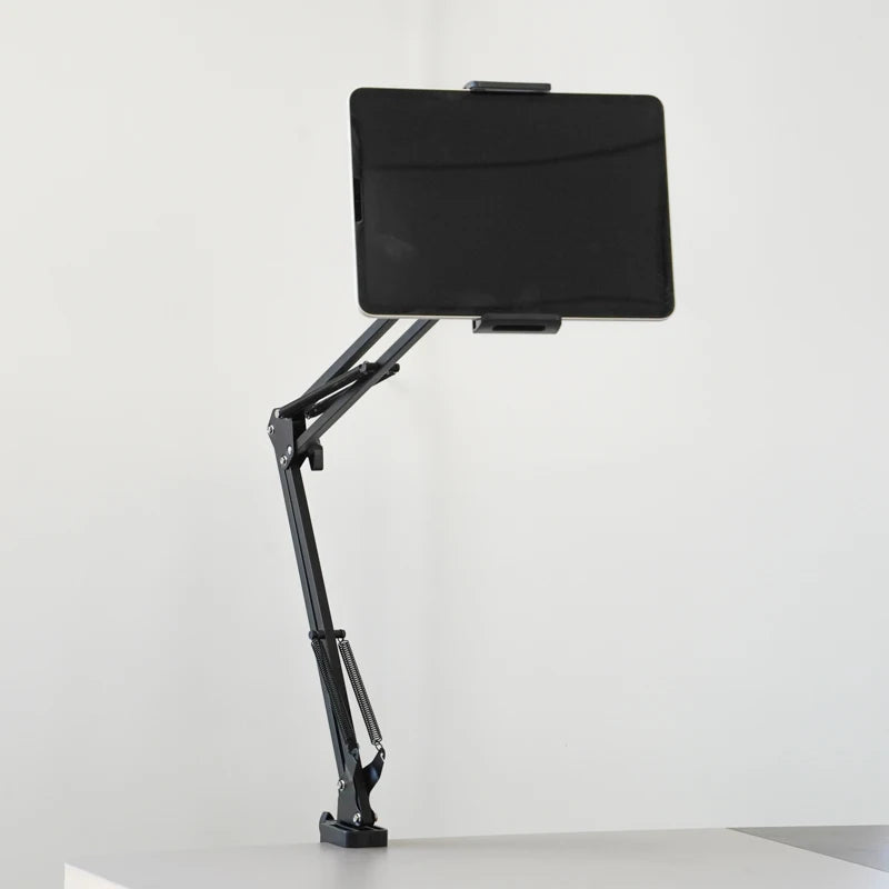 Adjustable Long Arm Alloy Metal Stand for Cellphone and Tablet Customizable Desktop Bed Sofa Packing Available in Bag or Box