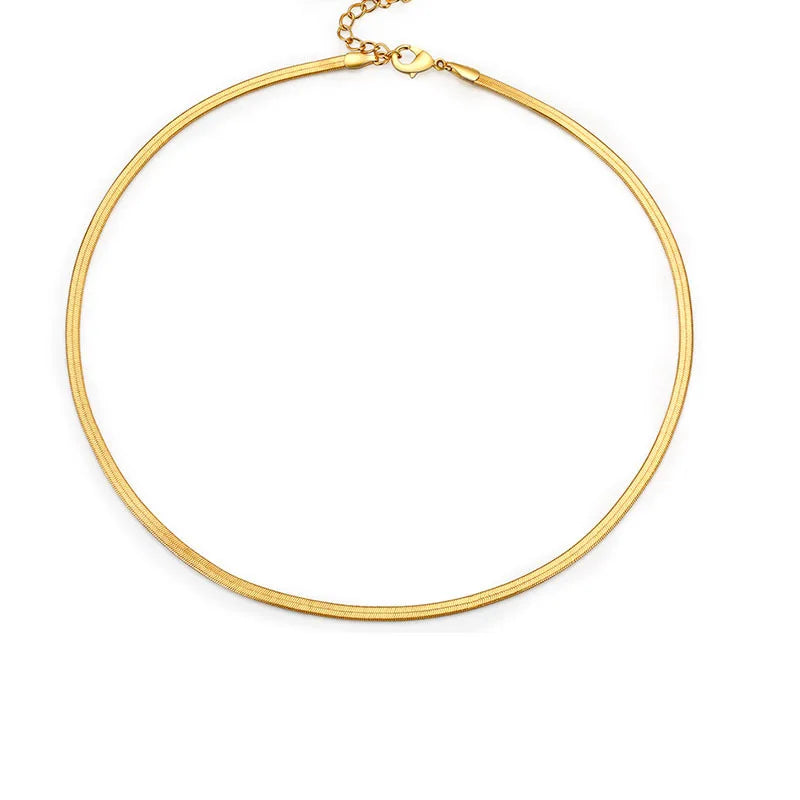 High Quality Shiny Snake Chain Classic Stainless Steel NecklaceJewelry for Women