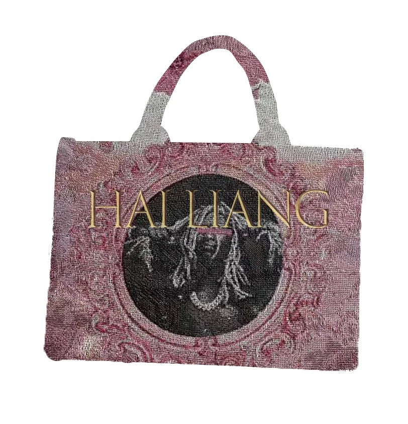 Tapestry Mini Tote Bag for Women Handbags With Zipper Custom Printed Logo Ladies Shopping Bag Small Tote Bags