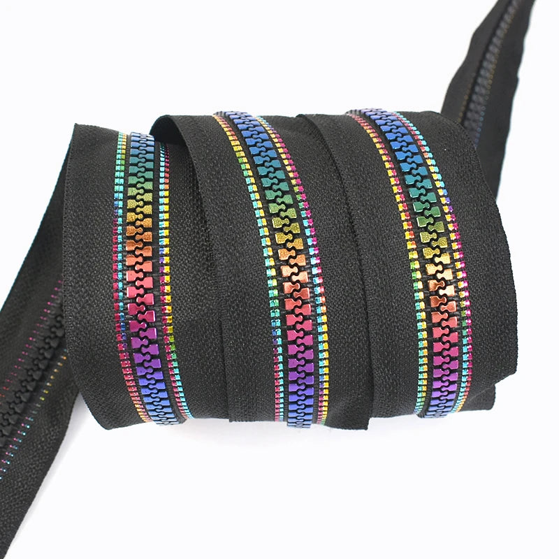 Meetee ZT845 5# DIY Sewing Accessories Bag Jacket Clothes Zip Rainbow Teeth Decorative Zipper Roll Resin Open-end Zipper
