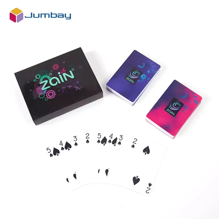 Custom Logo 100% Zain Double Deck Embroidered Pattern Plastic Playing Cards