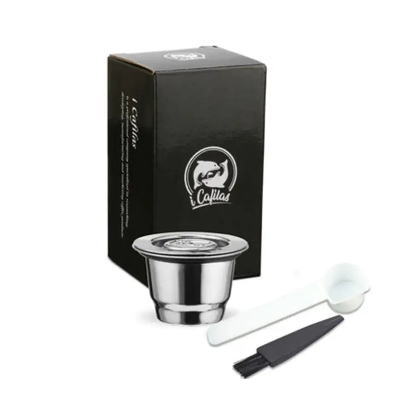 Upgrade for Compatible Refillable Eco-Friendly Silver 304 Stainless Steel Grease Type Coffee Capsule Pod Filter Set