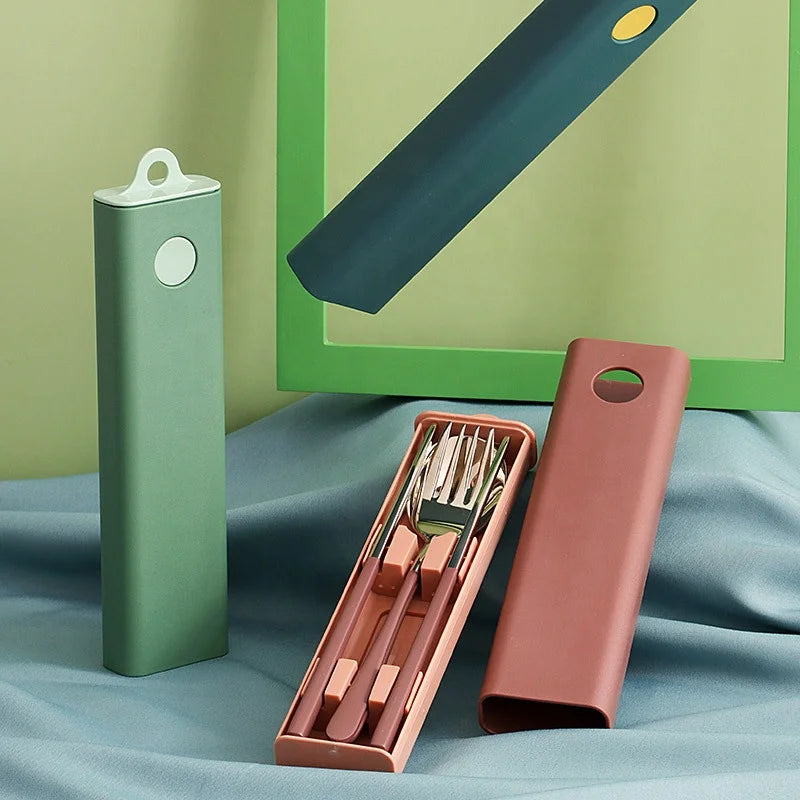 Korean Style Portable Stainless Steel 304 Spoon Fork Chopsticks Kits with High Quality Pull Picnic Box