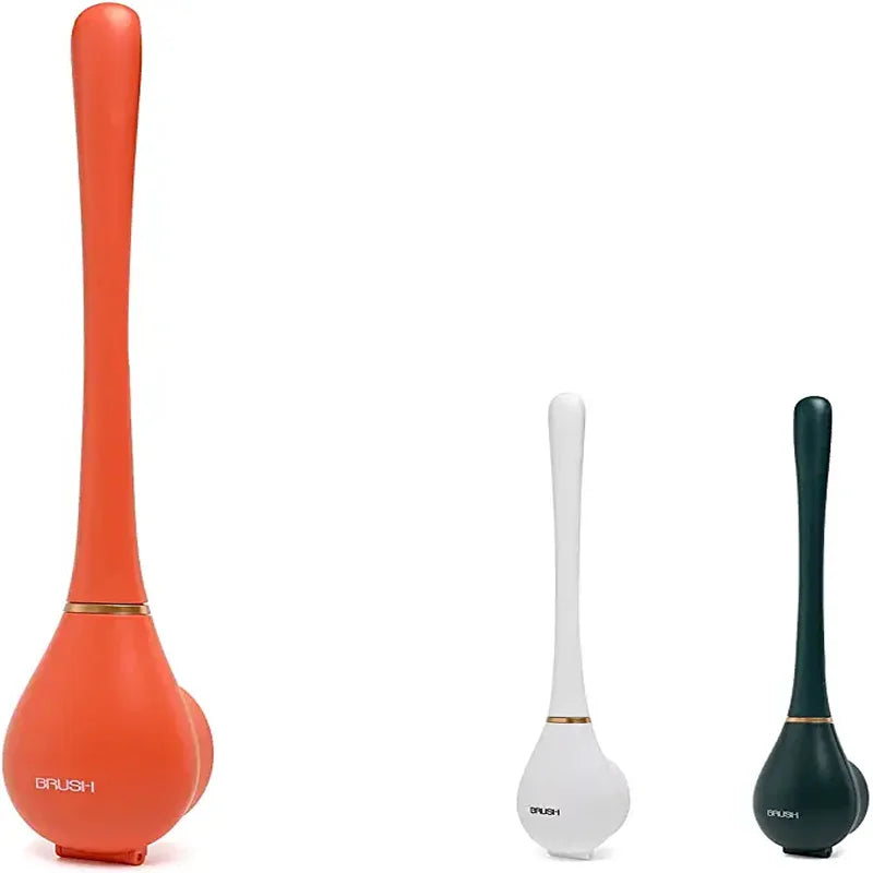 Silicone Toilet Brush with Stand Set Bathroom Automatic Toilet Brush Non-slip Long Handle and Quick-drying Wall Mount Bracket