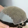Mens Hairpieces Toupee Wig Hairpiece Q6 Swiss Lace with PU Sides and Back Human Hair Toupees System