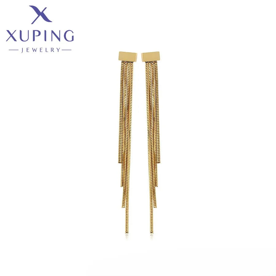 T000953338 XUPING JEWELRY 14K Gold Color Elegant Stainless Steel Jewelry Korean Vintage Fashion Gold Plated Fine Earrings