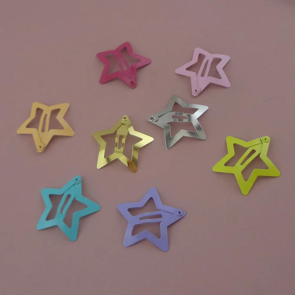 3cm Colorful Star Hair Clips for Girl Metal Snap BB HairPins DIY Kids Boutique Hair Accessories