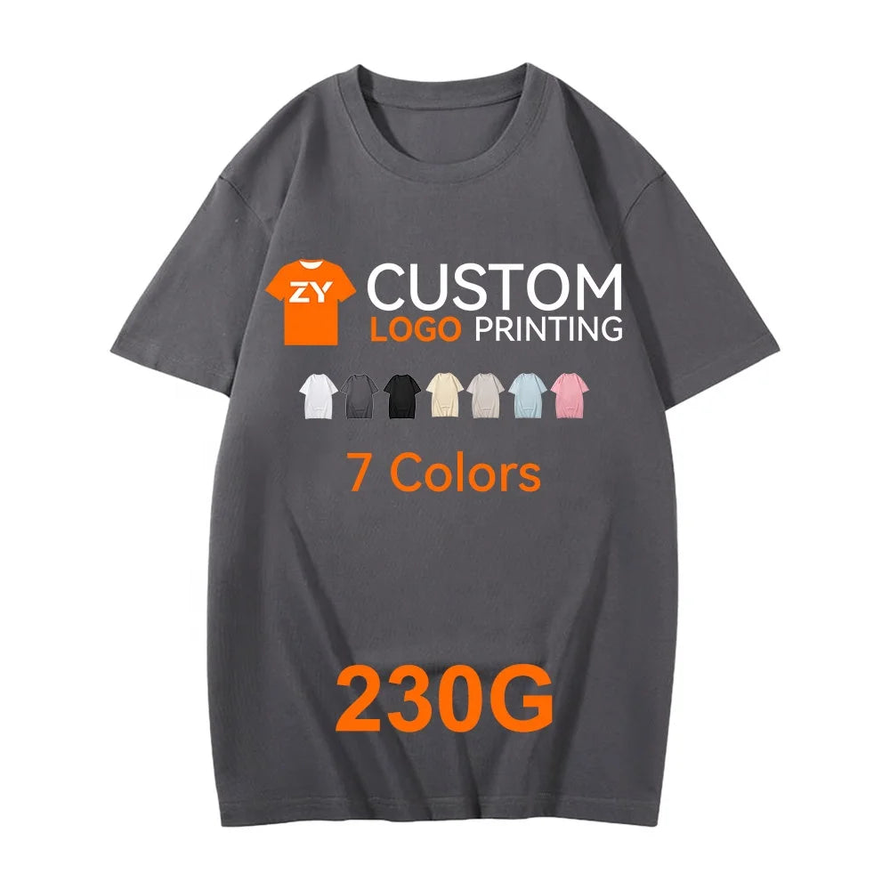 ZYtshirt 230gsm Custom t Shirt Printing Wholesale Unisex Cotton Oversized Blank Tshirt