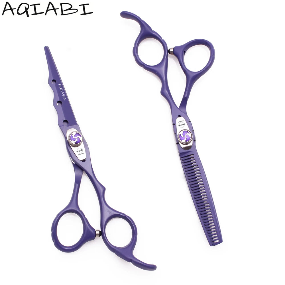 JP Steel 6'' Hair Cutting Barber Scissors Thinning Shears with Razor Edge & Sharp Blade Tip Purple A1019
