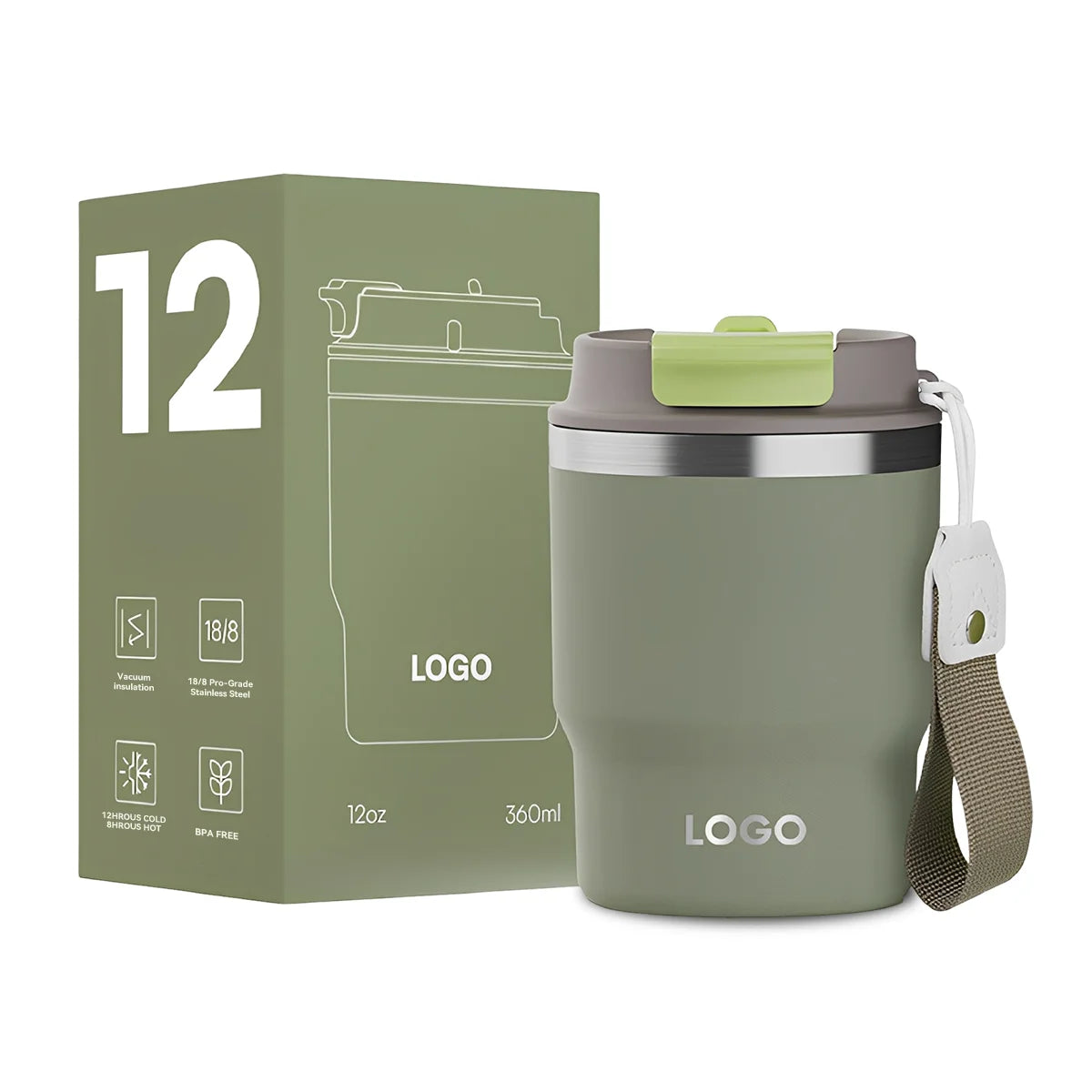 ZREGGUR 12oz Stainless Steel Vacuum Insulated Travel Tumbler Coffee Mug Dual Drinking Lid for Hot/Cold Beverages Party Use
