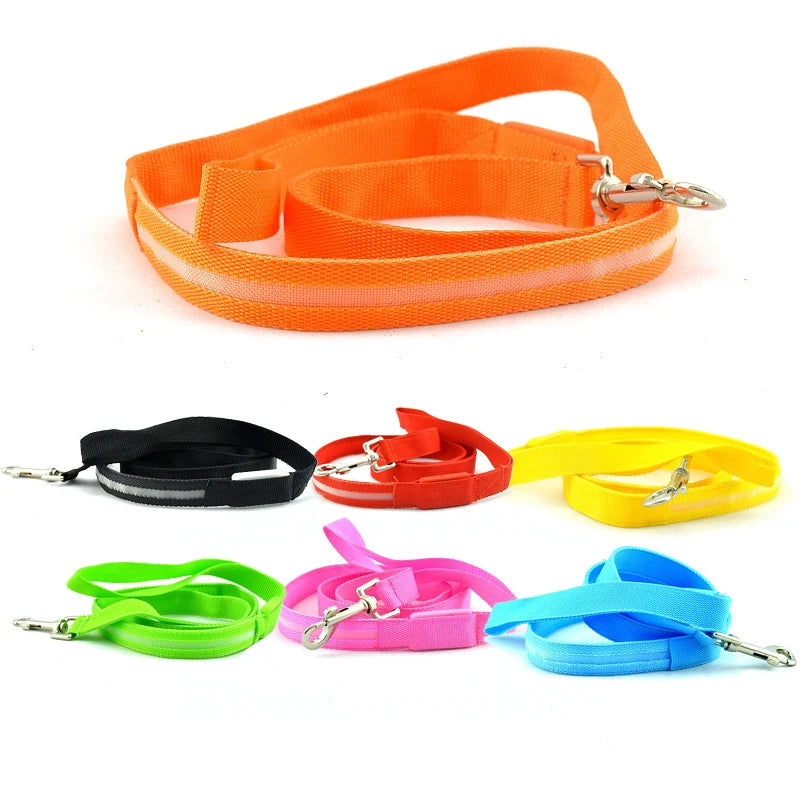 LED Traction Dog Collar Luminous Anti-lose Flash Warning Dog Rope Pet Supplies Pet Tractor Wholesale