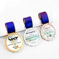 2026 New Gold Silver Bronze Medals Custom UV Printing Circle Medallion Glass Champin Sports Prize Trophy for Kids