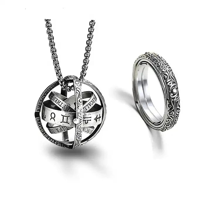 Astronomical Metamorphic Ball Ring for Men and Women Reversed Metamorphic Cosmic Ball Ring Retro Style Couple Necklace Jewelry