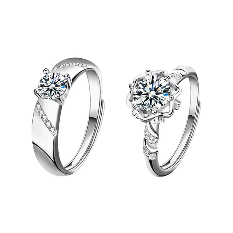 XJA014 925 Sterling Silver Ring Moissanite Hand Decorated Personalized Six Points Star Fashion Engagement Diamond Ring