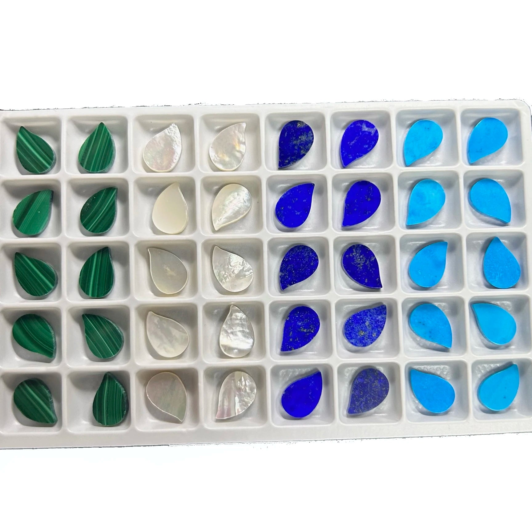 Leaf 8X12X2mm Natural Green Malachite Blue Lapis Turquoise White Mother of Pearl Gemstone for Pendant Bracelet