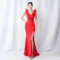 31560# 2024 New Heavy Industry Organen Wedding Dinner Annual Meeting Satin Cloth Evening Dress