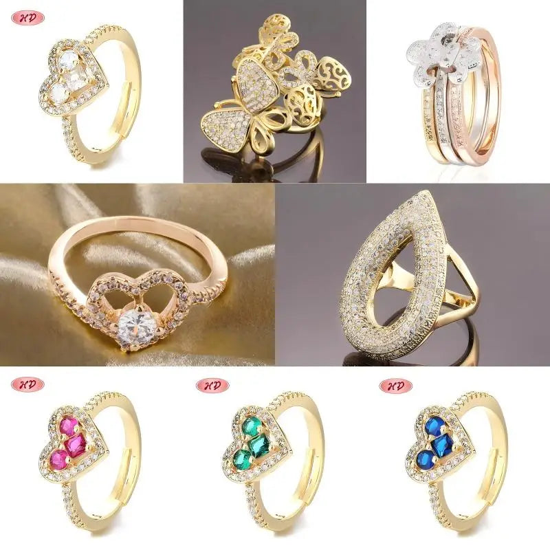 Oro Joyeria Fashion Jewelry Rings Fashion Wholesale American Gold Plated Paved Zircon Ring18k Gold Ring Woman Jewelry