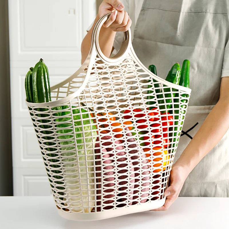 Hollow Out Basket Jelly Plastic Supermarket Shopping Basket Environmental Fruit Basket