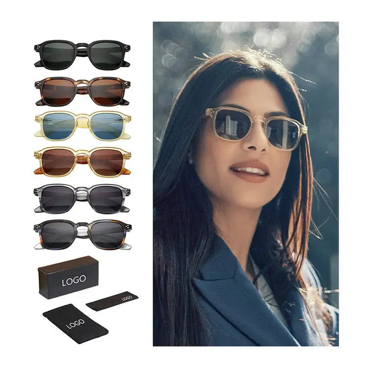 2024 Custom Logo New Design Men Polarized Square Retro Fashion UV400 Polarized Eyewear Sunglasses
