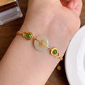 Gold Plated Bracelets Retro Chinese Style Classic Palace Classical Fu Character Hetian Jade Vietnamese Sand Gold Bracelet Gemsto
