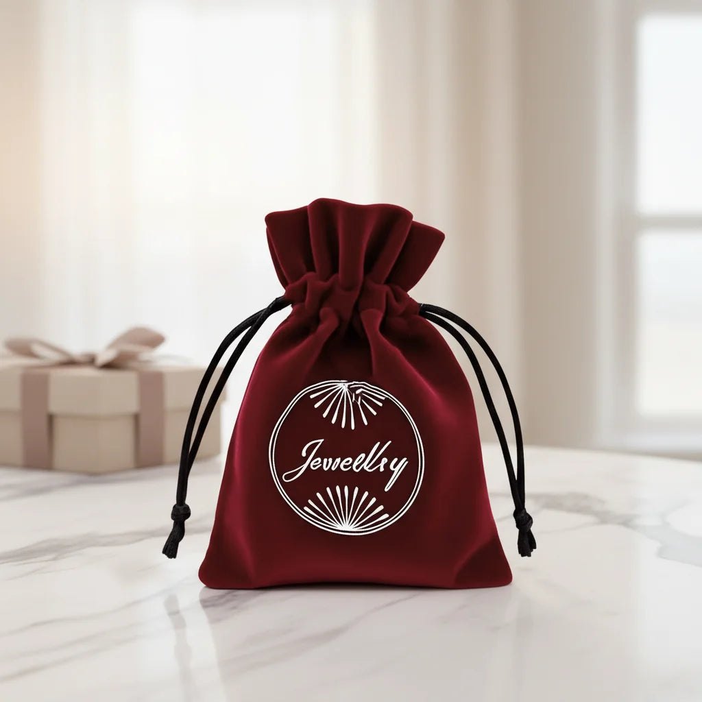 Custom Logo Printing  Velvet Drawstring Jewelry Bag  Velvet Suede Pouch for Packaging