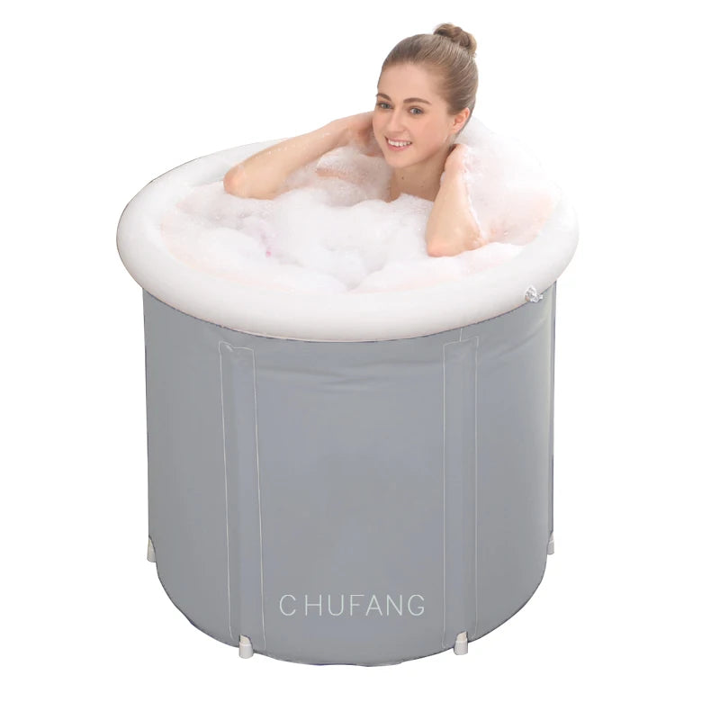75*75cm Black Eco Friendly Folding Portable Ice Bath Hot Bath Bathtub for Adults