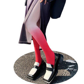 Women's Gradient Color Sheer Pantyhose Ombre Knee-High Effect Tights Fashion Sheer Hosiery Colorful Stockings