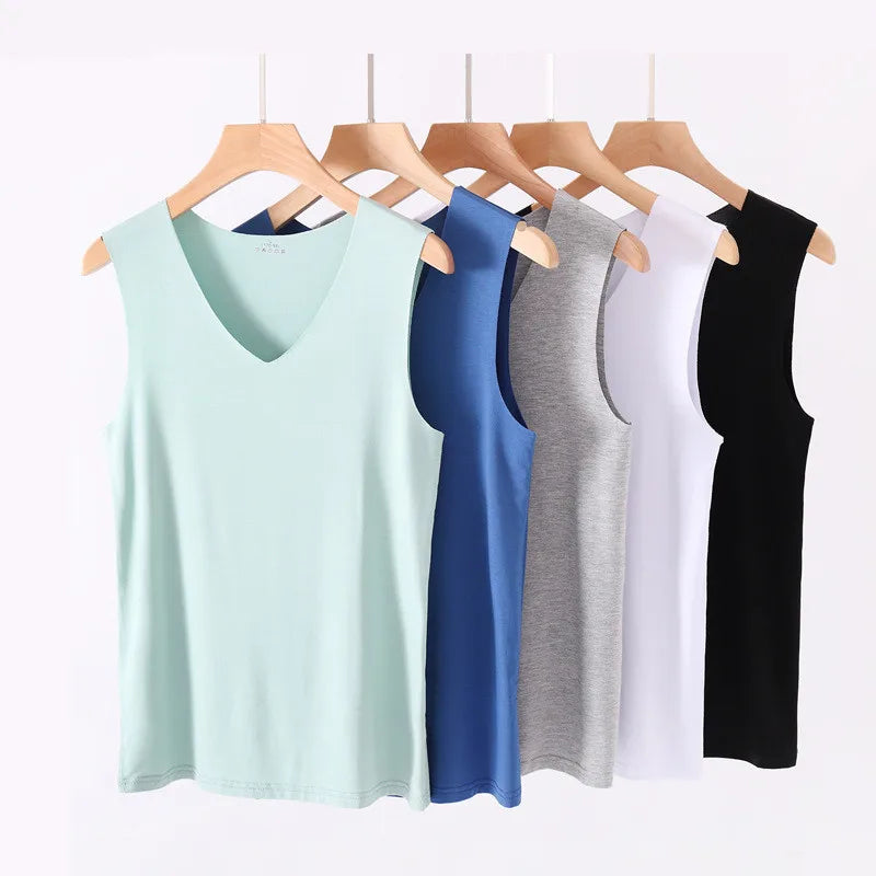 Wholesale Cotton Modal Soft Sleeveless Fitness Seamless Singlet Workout Gym Vest Men Tank Top