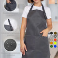 Polyester Collar Adjustable Apron Waterproof Stain Resistant Baking Coffee Shop Cooking Work Clothes Apron Home Kitchen Apron